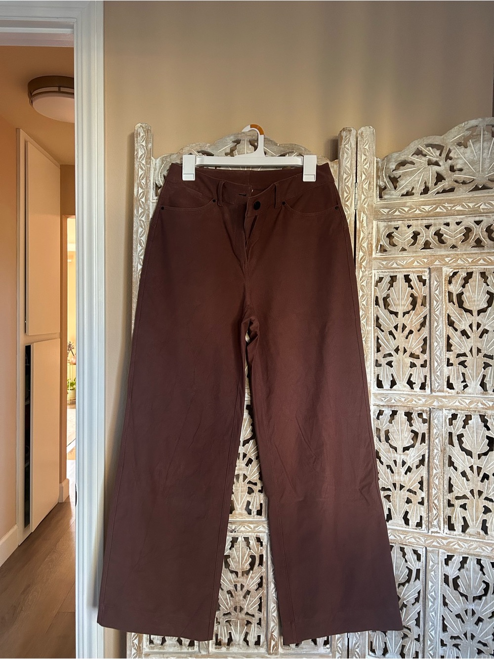 Lululemon City Sleek 5 Pocket High-Rise Wide-Leg Pants in Dark Oxide